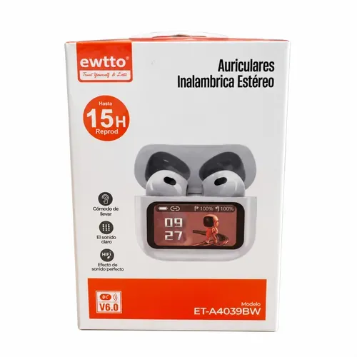 Audífonos inalámbricos Ewtto ET-A4039BW con pantalla