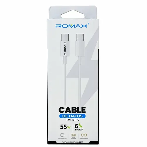 Cable Romax tipo C a tipo C 55W 1 metro